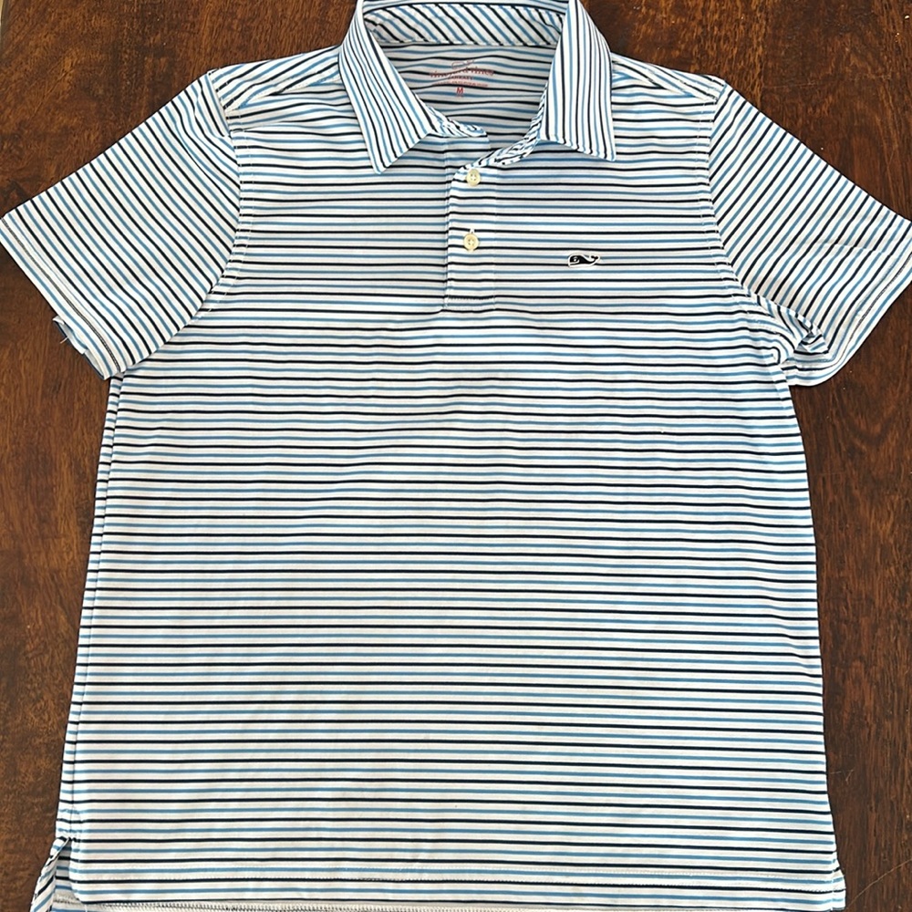 Vineyard Vines youth golf shirt sankaty blue stripe M